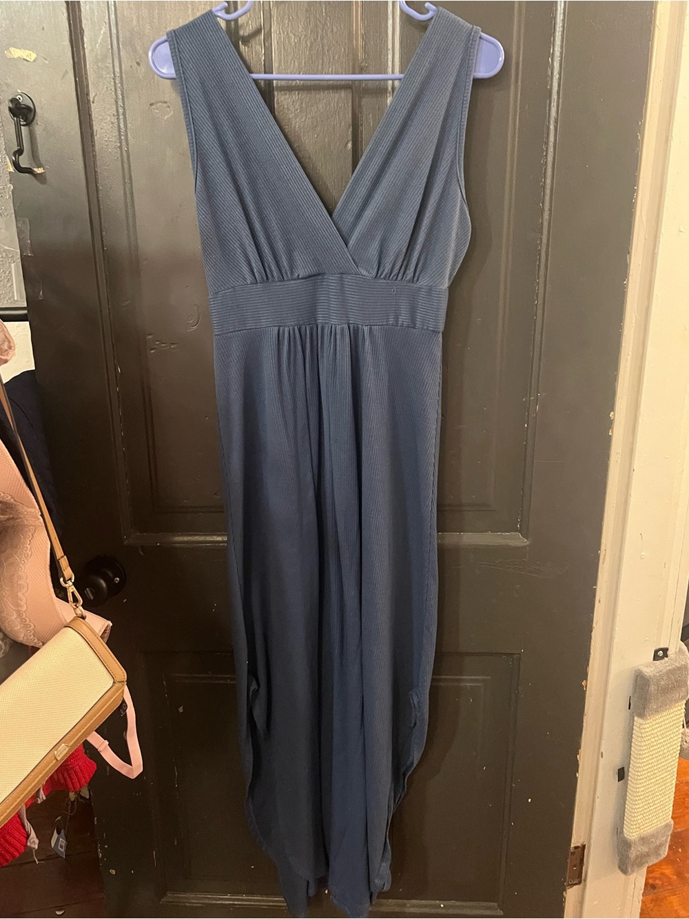 Rolla Coster Navy Blue Ribbed Sleeveless Maxi Dress Empire
